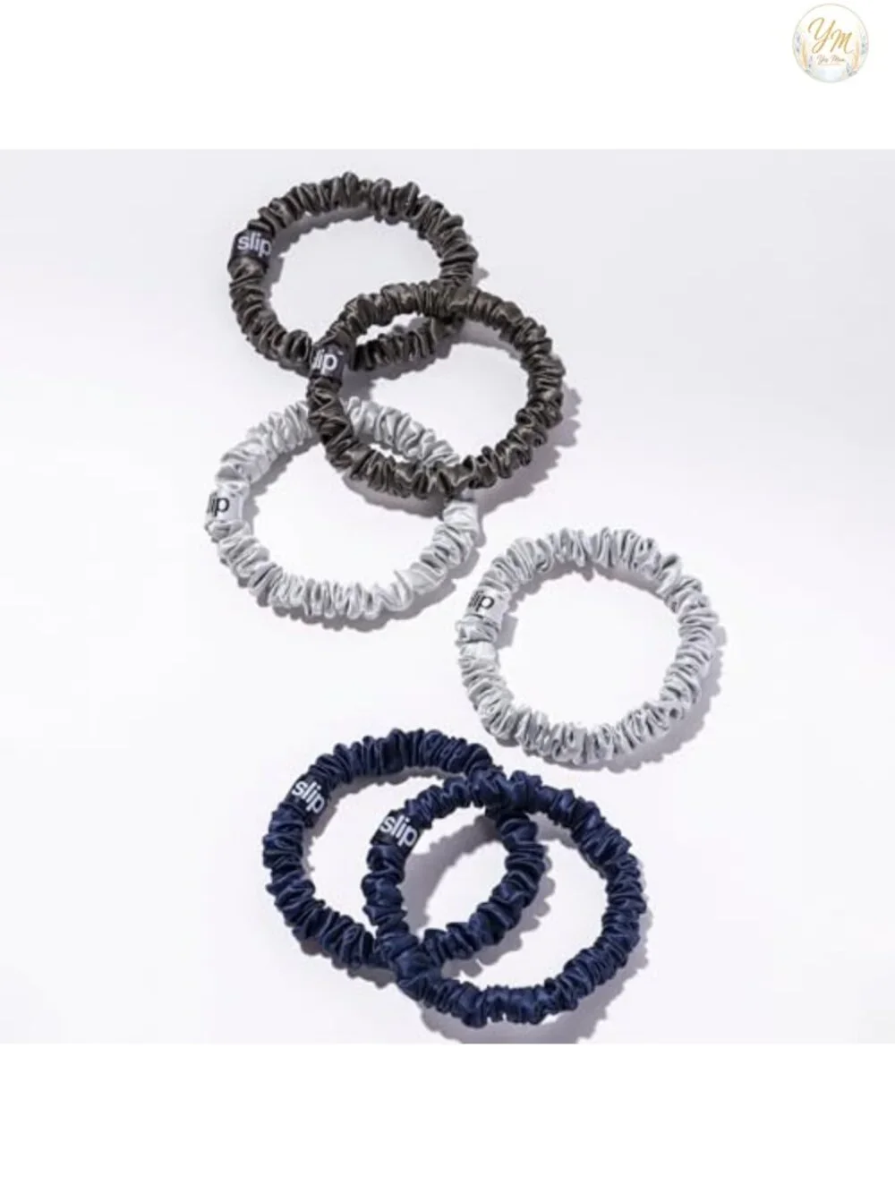 Set of 6 100% Mulberry Silk Scrunchies Hair Ties Anti-Damage All Hair Types